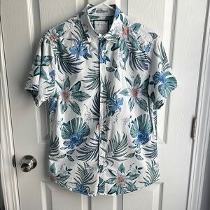 Denim & Flower Floral Print Men's Shirt Size Medium